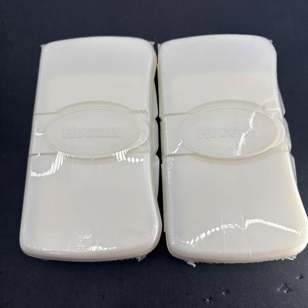 Vintage Set Of 2 Huggies Baby Wipes Plastic Travel Size Container Sealed 2015